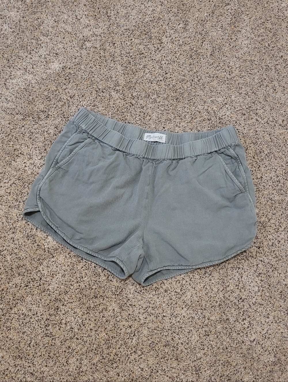 Madewell Olive-Green Relaxed Elastic-Waist Shorts Size Small